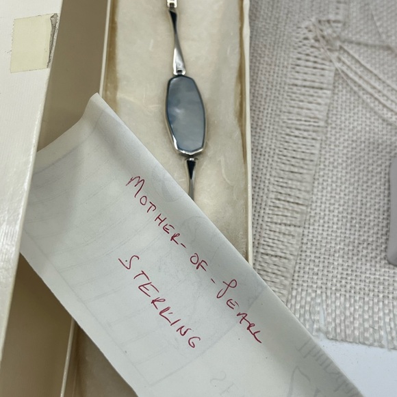 Vintage NF Sterling Silver Mother of Pearl Bracelet – 7", 17.7g, Thailand, 1990s - Picture 10 of 17